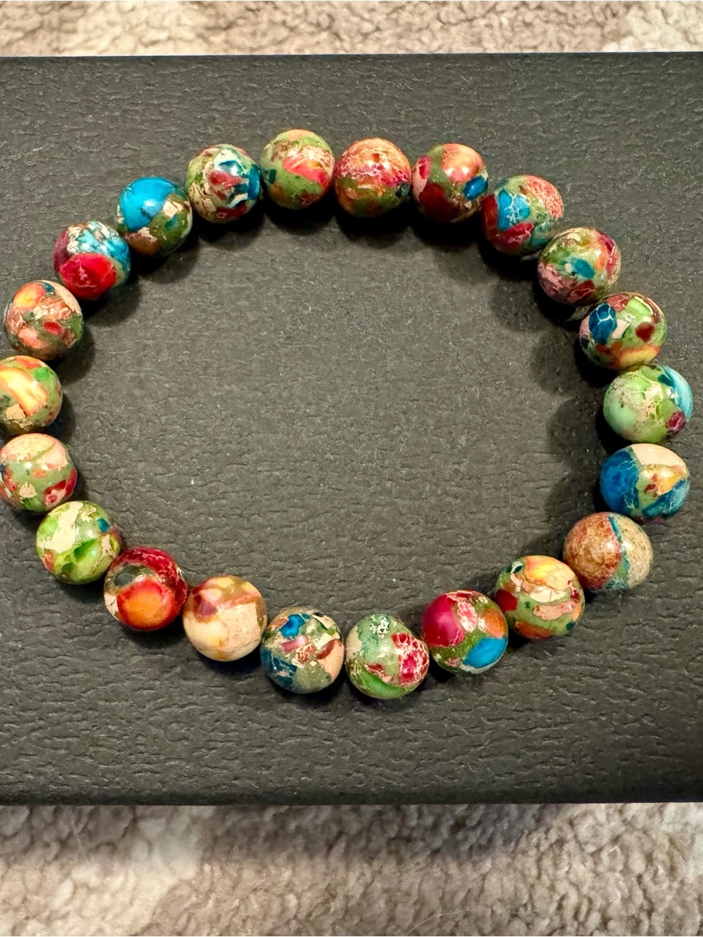 Handmade Multicolor Bead Stretch Bracelet - Vibrant Mixed Hues